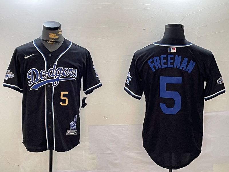 Men Los Angeles Dodgers 5 Freeman Black Game 2024 Nike MLB Jersey style 12021